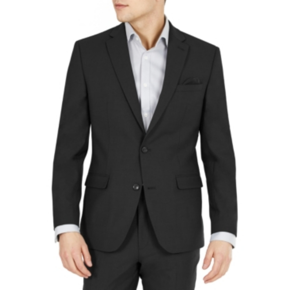 Bar III Men Slim Fit Wool Suit Jacket Black Size 46R